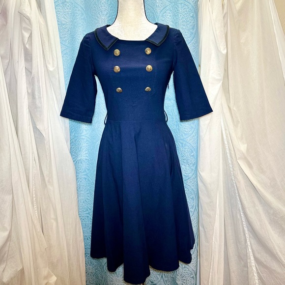 #D3. Miusol Retro Sailor Fit & Flare Dress Sz S - Picture 2 of 6